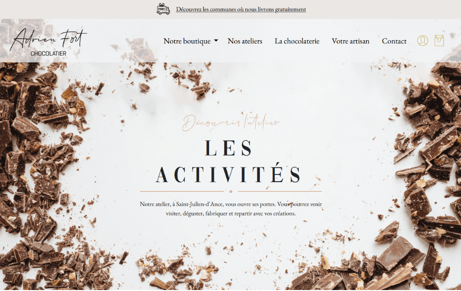 adrien chocolaterie website